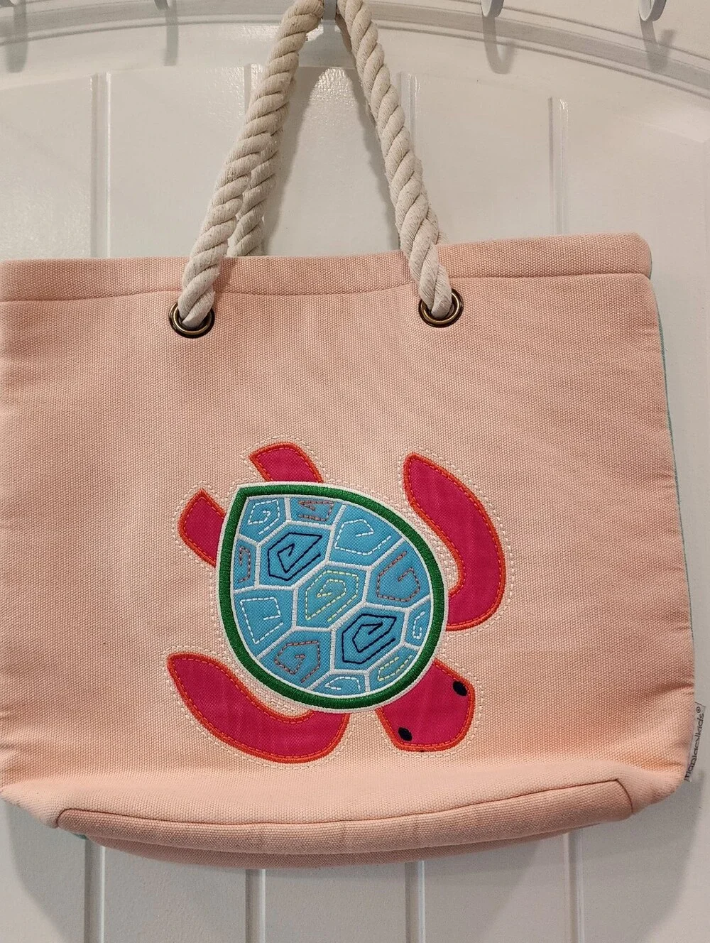 FlapJackKids Reversible Turtle Octopus Turquoise And Pink Beach Tote